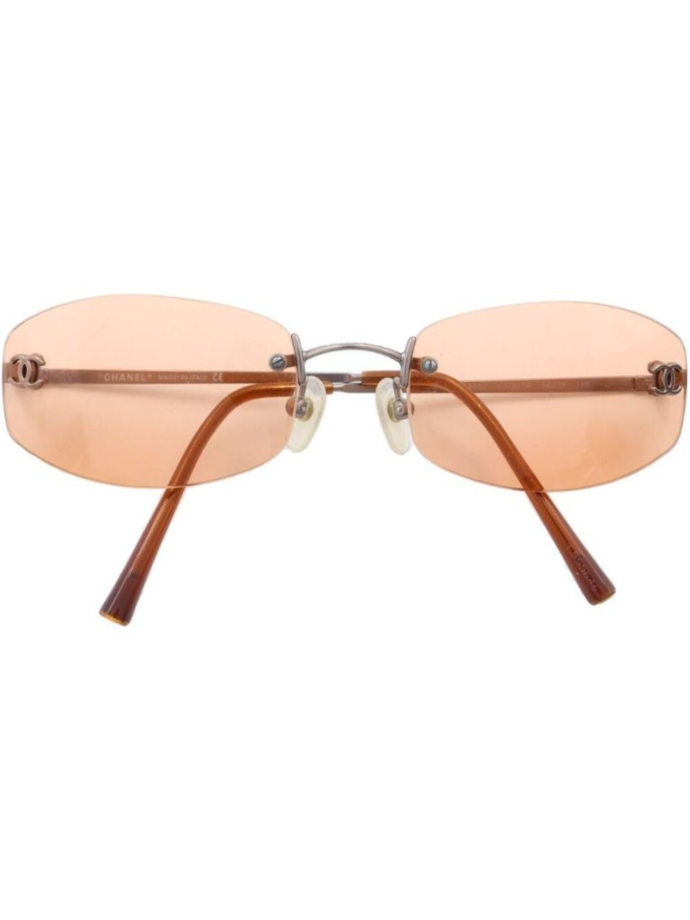 Chanel CC Logo Rimless Sunglasses Eyewear Model Orange